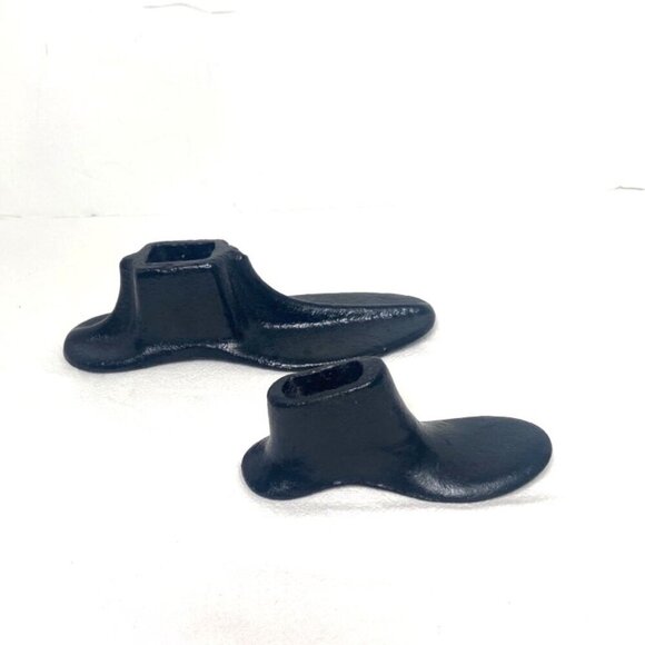 Vtg Cast Iron Shoe Molds Lot of 2 Sizes Cobbler Anvil Shoe Repair Form Black - Picture 3 of 6